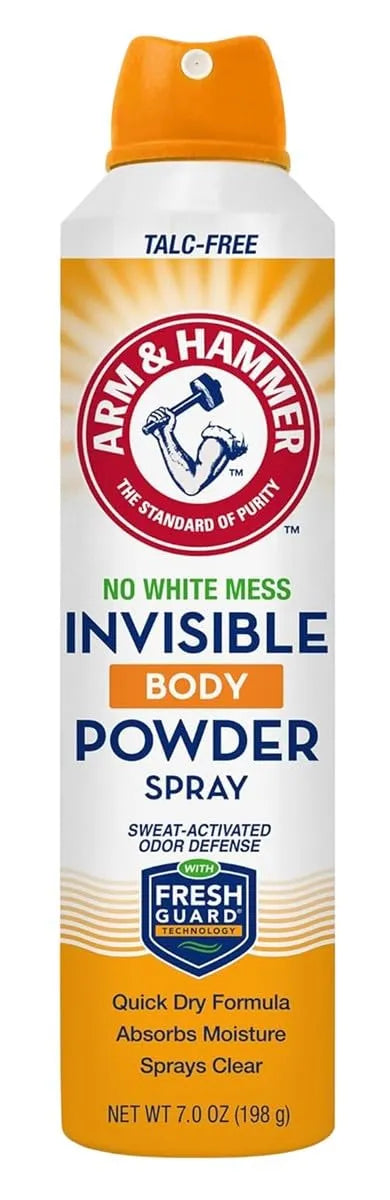 Arm + Hammer Invisible Body Powder Spray Eliminates Body Odor & Absorbs Moisture & Sweat while Spraying Clear 7 Ounce (Pack of 2)