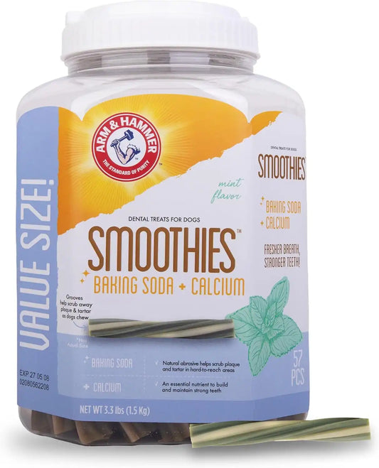 Arm & Hammer Smoothies Dental Chews for Dogs, Mint Flavor, Medium, 57 Count