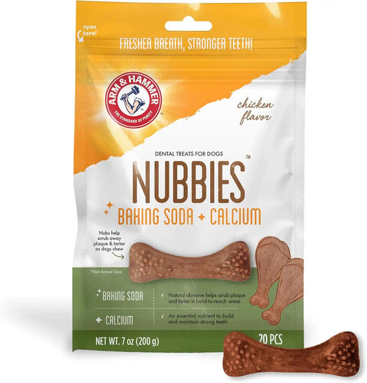 Arm & Hammer Nubbies Dental Treats, Chicken Flavor, 20 Count Bag