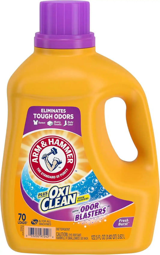 Arm & Hammer Plus OxiClean Odor Blasters Fresh Burst, 70 Loads Liquid Laundry Detergent, 122.5 Fl Oz