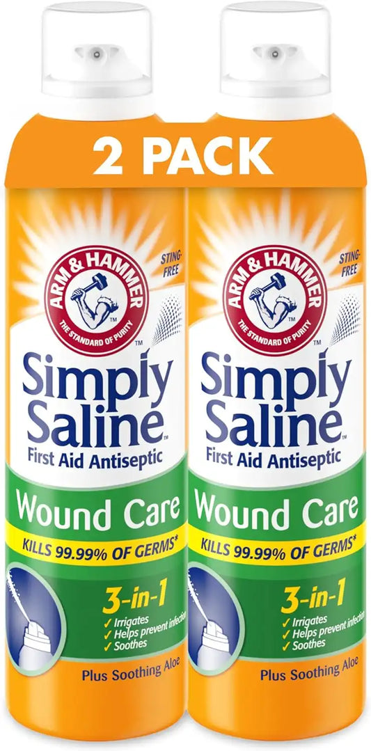 Arm & Hammer Simply Saline Wound Care 3-in-1, 7.4 oz, 2-Pack