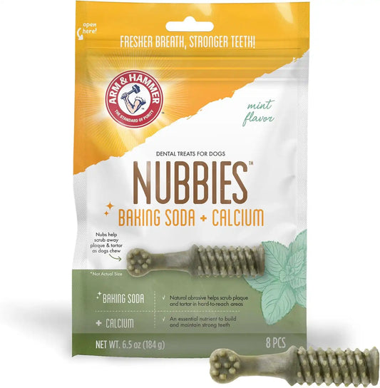 Arm & Hammer Nubbies Dental Dog Treats, Mint Flavor, 8 Count