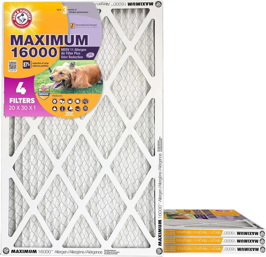 Arm & Hammer 20x30x1 Air Filter MERV 11 (4-Pack)