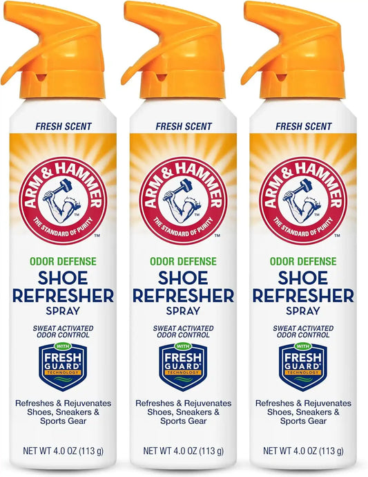 Arm and Hammer Shoe Refresher Spray, Multi-Purpose Odor Remover for All Types of Footwear, Shoe Deodorizer Spray, Shoe Odor Eliminator, Shoe Spray, Shoe Smell Eliminator, 4 oz (3 Pack)