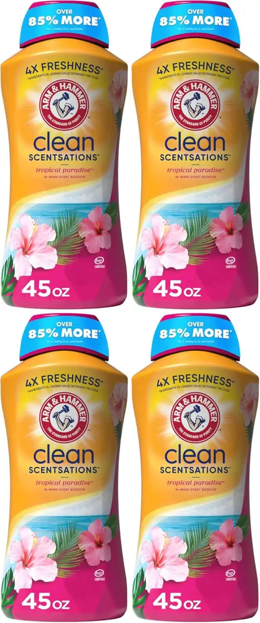 ARM & HAMMER Clean Scentsations Laundry Scent Booster, Tropical, 45 Ounce (Pack of 4)