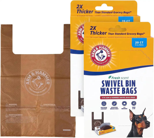 Arm & Hammer Heavy Duty Pet Waste Bags for Swivel Bin & Rake Dog Pooper Scooper,Refill Bags (Packaging May Vary),(Pack of 40)