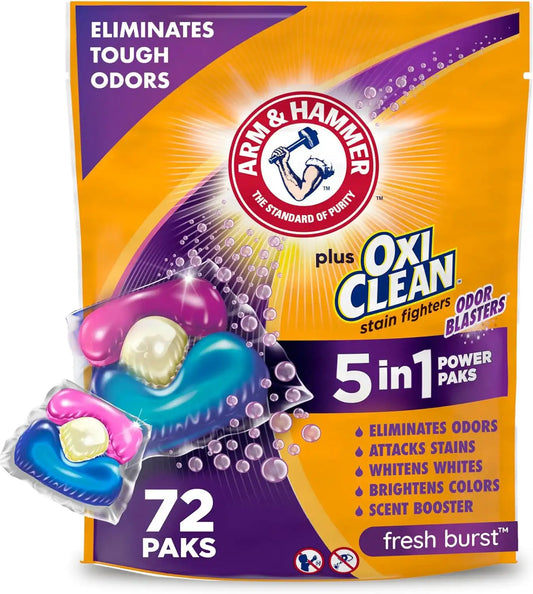 ARM & HAMMER Plus OxiClean With Odor Blasters Laundry Detergent Pak, 72 Ct