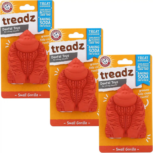 ARM & HAMMER Super Treadz Mini Gorilla Dental Chew Toy, Small, 3.5 in, 3-Pk